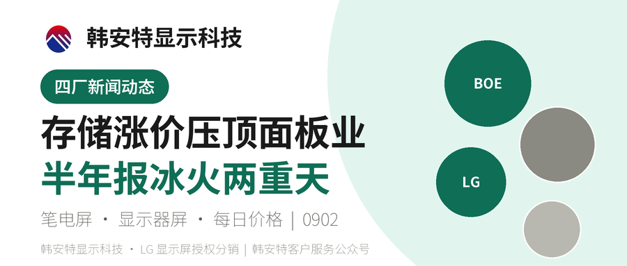存储涨价压顶面板业 半年报冰火两重天 23.8寸交期收紧