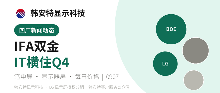 IFA 2026 中国屏双金，Q4 控产+国补双托底 IT 面板